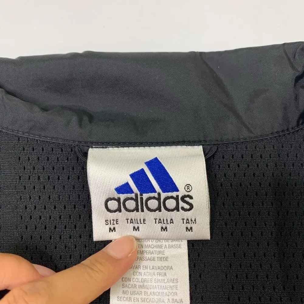 Vintage‎ Adidas Jacket Mens M Medium Black Nylon Windbreaker Side Stripes Y2K